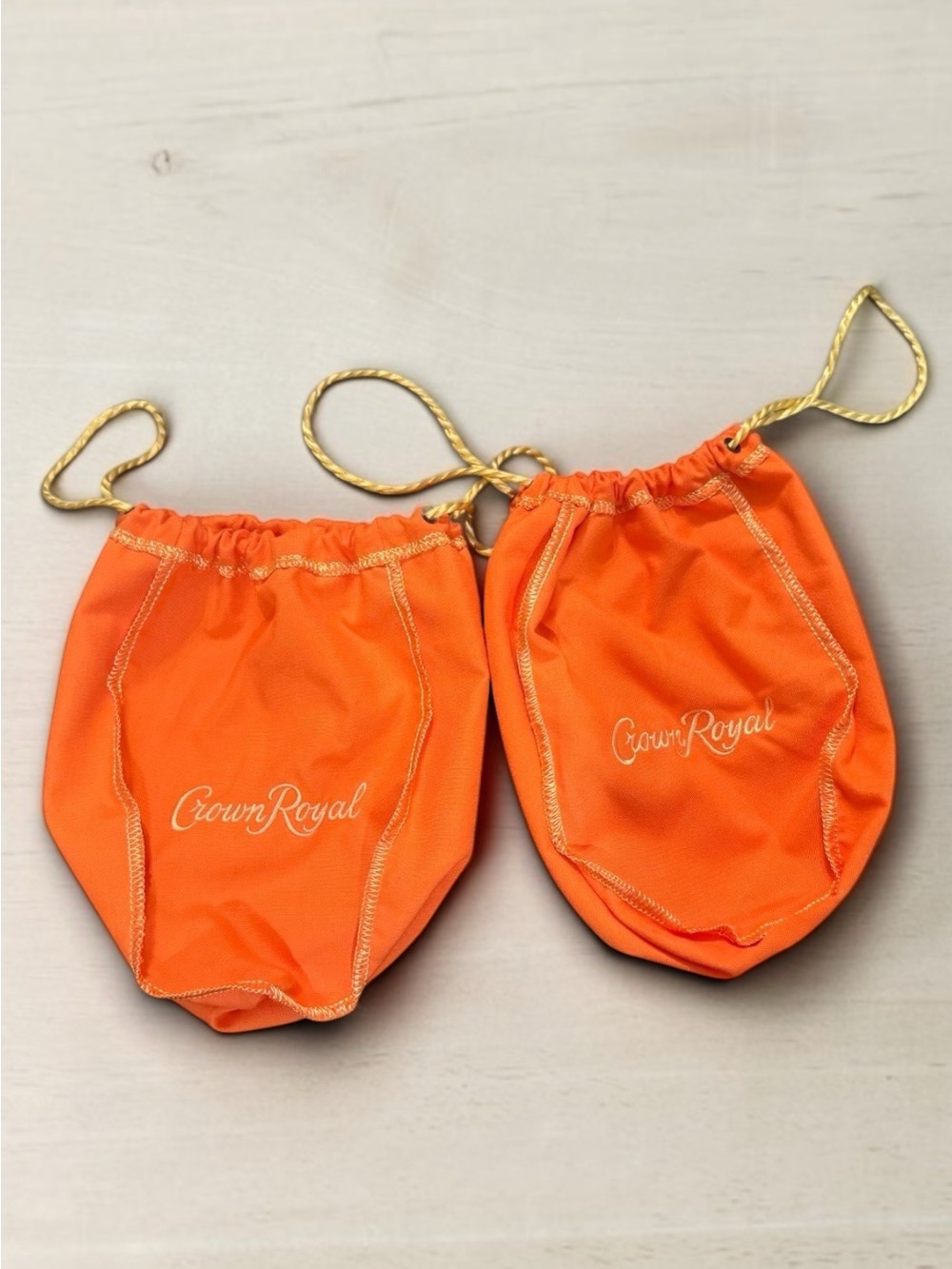 Crown Royal Orange Drawstring Pouch Set for Small Storage